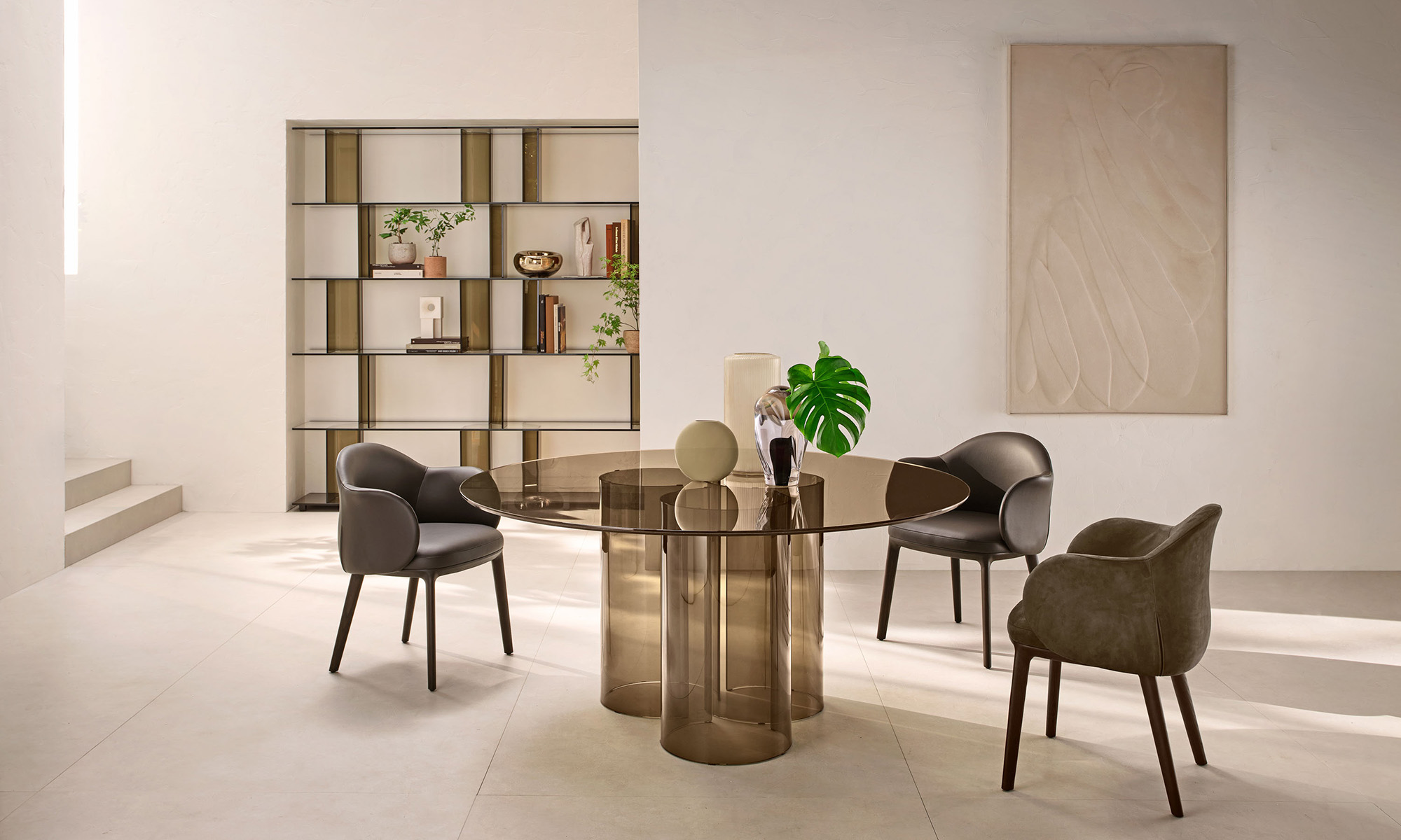 – glass Rodolfo by Luxor, Dordoni table, Italia FIAM designed the